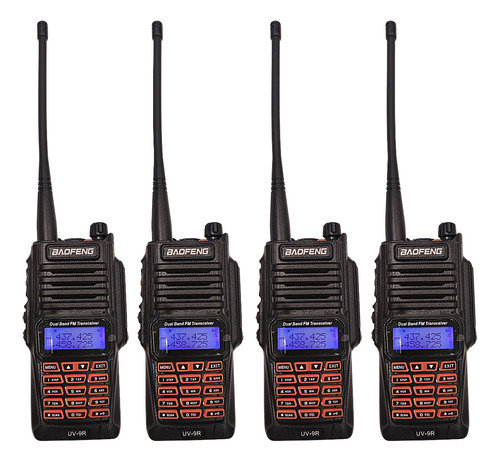 Kit 4 Radio Baofeng Uv9r Comunicador Walk Talk Dual Band