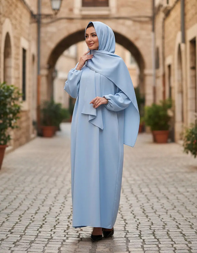 Abaya Musulmana De Color Liso Para Mujer (con Hijab) | Envío gratis