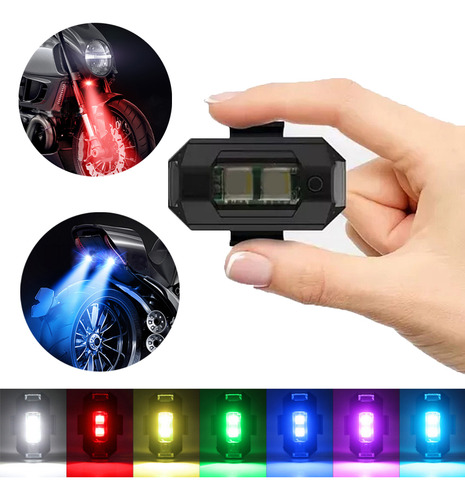 4 Mini Luces Estrobo Moto Y  Luz Para Bicicleta  7 Colores