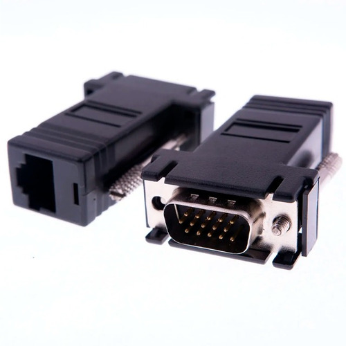 2 Adaptador Extensor Vga Video Via Cabo Rede Rj45 - 1 Par