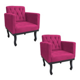 Kit 2 Poltronas Cadeiras Decorativas Classic Suede Pink Sala
