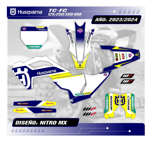 Kit Calcos Gráfica Husqvarna Tc Fc Año 2023/24 - Grueso Mate