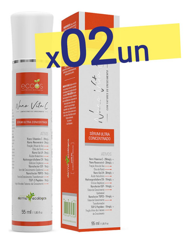 2x Nano Vita C Eccos 55ml Vitamina C 25% Fatores Crescimento