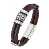 Pulsera Doble Cuero Trenzado - Geometric Brown