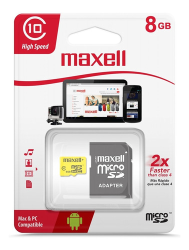 Tarjeta Memoria Micro Sd 8gb Clase 10 Uhs-1 Maxell