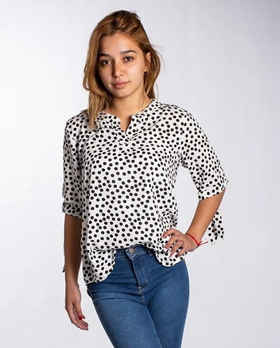 Blusa Camisola Mujer Estampada Con Detalle Tiras En La Manga