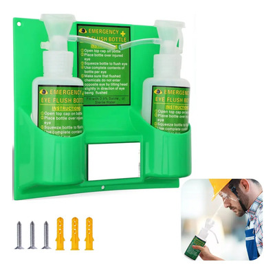 Lavaojos Portátil Emergencia 500ml 2 Botellas con Soporte de Pared | Meses sin interés