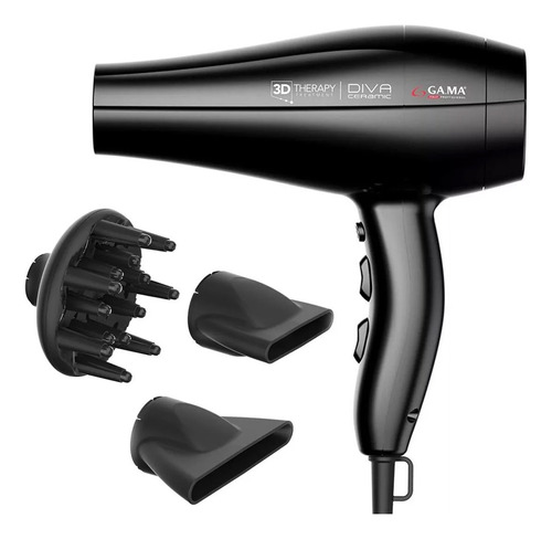 Secador De Pelo Ga.ma Italy 3d Therapy Diva Ceramic Ion Negro 220v - 240v