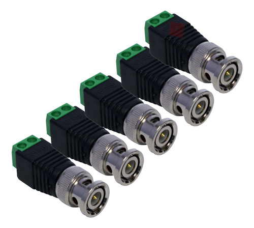 Conector Bnc Macho Video Balun Cctv Kit 5 Piezas