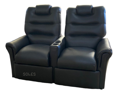 Poltrona Doble Relax Con Posa Vaso Reclinable Eco Cuero