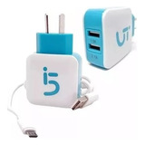 Cargador Rápido Iglufive 2.1 A  2 Usb + Cable Micro Usb 