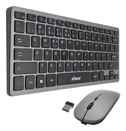 Kit Teclado E Mouse S/fio Space Gray Bluetooth Recarregável