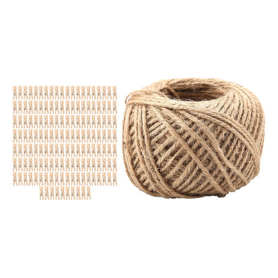 200 Pcs Madera Natural Mini Miniatura Y 50m Con Cordel | Meses sin interés