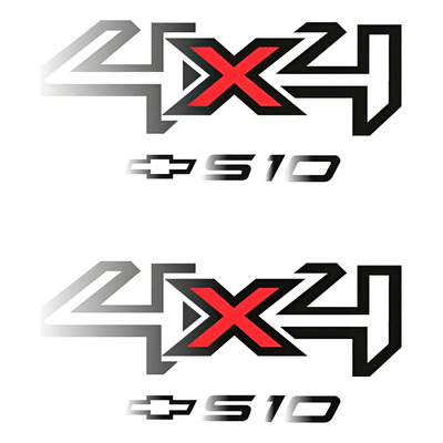  2 Pzas Calcas Sticker Reflejante S10 Chevrolet 4x4 13x32 Cm | Meses sin interés