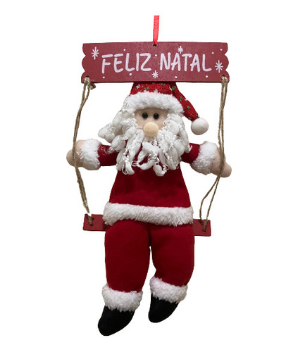 Placa Enfeite Decorada Natal Gangorra Papai Noel 33cm X 18cm