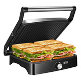 Parrilla Panini 4 Rebanadas, 1200w, Control Temp., Antiadher