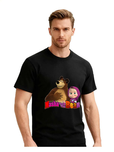 Camiseta Blanca De Masha Y El Oso Para Hombre