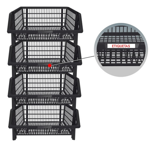 15 Cesto Expositor Empilhável Maior Do Mercado 55 Litros