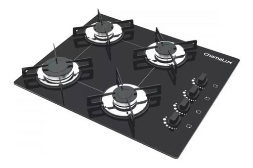 Fogão Cooktop Gás Chamalux 4 Bocas Ultra Chama Preto 127v/220v