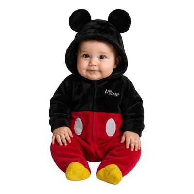 Mameluco Con Gorro Bordado Mickey Mouse Color Negro Talla 6 Meses 0108-estándar