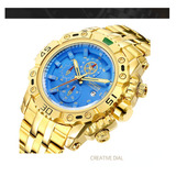 Reloj De Pulsera Impermeable Temeite Luxury Calendar Color Del Fondo Azul