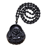 Cadena, Collar Para Hombr Collar De Obsidiana De Buda Que Rí