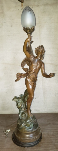 Estatua Lampara Petit Bronce Arcangel Con Tulipa 90cm Alto