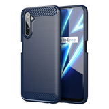 E Funda Tpu De Fibra De Carbono Azul Para Realme 6 Pro E