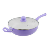 Wok Sartén Cerámica Antiadherente 26 Cm Tapa Vidrio Carol 