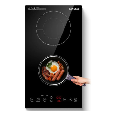 SANGKEE Parrilla Inducción Empotrable, Estufa Inducción 2 Quemadores | Panel Táctil LCD + 3H Temporizador | potencia Y Temperatura Ajustable| | Bloqueo Infantil | Envío Gratis | Meses sin interés