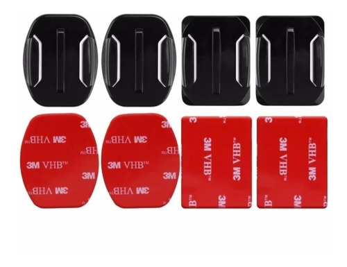 Pack 4 Bases Monturas Adhesiva Curva Y Plana Para Gopro Hero