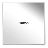 Espelho 50x50x4mm Lapidado Para Banheiro + Kit Instalação