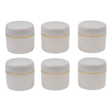 12 Potes Plásticos P/ Creme/pomada 30g Branco Fio Dourado