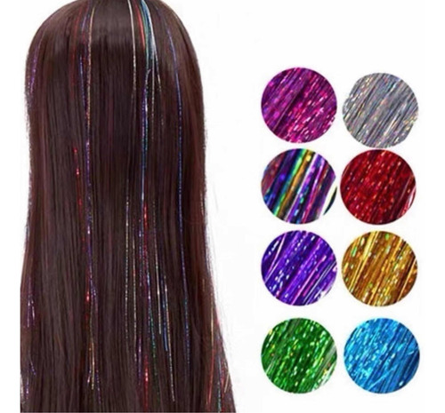 Tinsel Hair Extensiones Oropel Holográfico Cabello Brillante