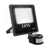 Reflector Led 10w Sensor De Movimiento Exterior Ip66 Frio Carcasa Negro Luz Blanco Frío