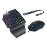 Kit Combo Teclado + Mouse + Adaptador Gamer Retroiluminado