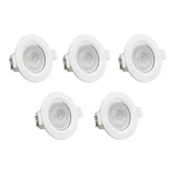 5 Spot Led Direcionável Redondo 6000k Completo 3w