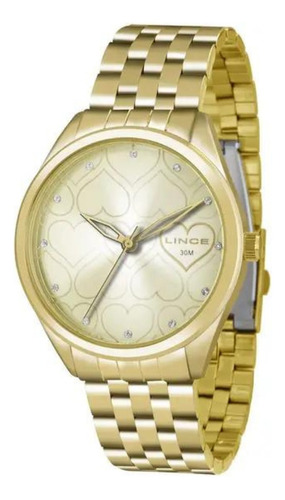 Relógio Lince Dourado Feminino Corações Lrg4345l C1kx