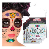 6 Tatuajes Temporales Catrinas Calaverita Halloween Disfraz