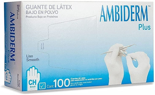 Guante Plus Latex Blanco No Esteril Ambiderm  Grandec/100