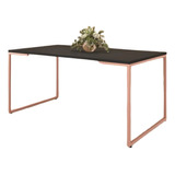 Mesa De Jantar Industrial Moderna Preto/rose 110 Cm