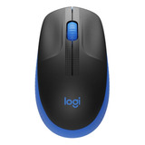 Mouse Sem Fio Usb 1000dpi Preto E Azul M190 Logitech