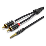 Cabo Auxiliar P2 X 2 Rca Stereo Blindado Som 1 Metro Vention