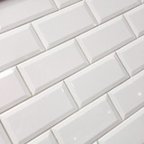 Ceramica Subway Blanco Brillante Cocina Baño Pared Biselado