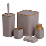 Kit Banheiro 5pcs Quadrado Oky Mood Lavabo Completo Bege