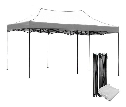 Toldo Plegable 3x6 Impermeable Retractil Metalico Araña Color Blanco