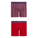 Boxer Bipack Largo Print Rojo Hombre Fashion's Park