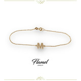 Pulsera Inicial M Oro 14k Envío Gratis