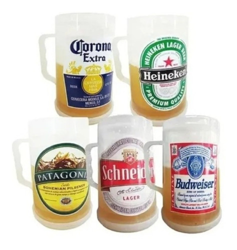 Set X2 Unidades Vaso Chopp Cerveza Con Gel Refrigerante 