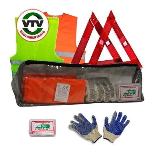 Kit Vtv Complementario Emergencia Auto + Bolso + Guante 5en1